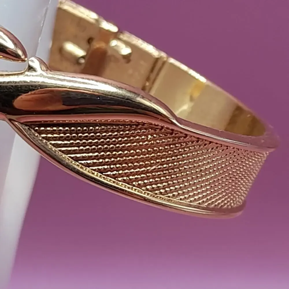 Vintage Monet Hinged Bracelet, Mesh Texture, Gold Tone, 1980s Jewelry